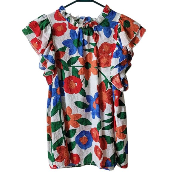 entro Tops - Entro Women's Floral Ruffle Sleeve Flowy Top Blouse Size Small